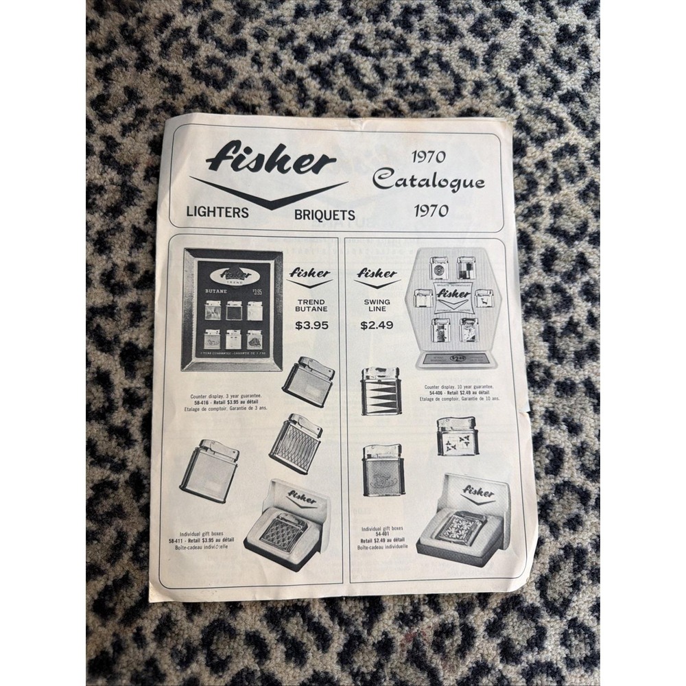 1970 Fisher Lighters Catalogue Butane Cigarette Lighter Advertising Ephemera VTG